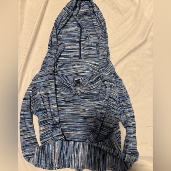 American Eagle Outfitters Blue Striped Knit Hoodie & Crop Tank Set - Picture 7 of 7